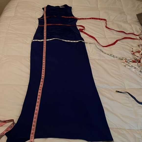 Coast Dress Sz 10 Colbalt Blue Maxi Square Neck Sleeveless Slimming Ruched Front - Picture 15 of 15